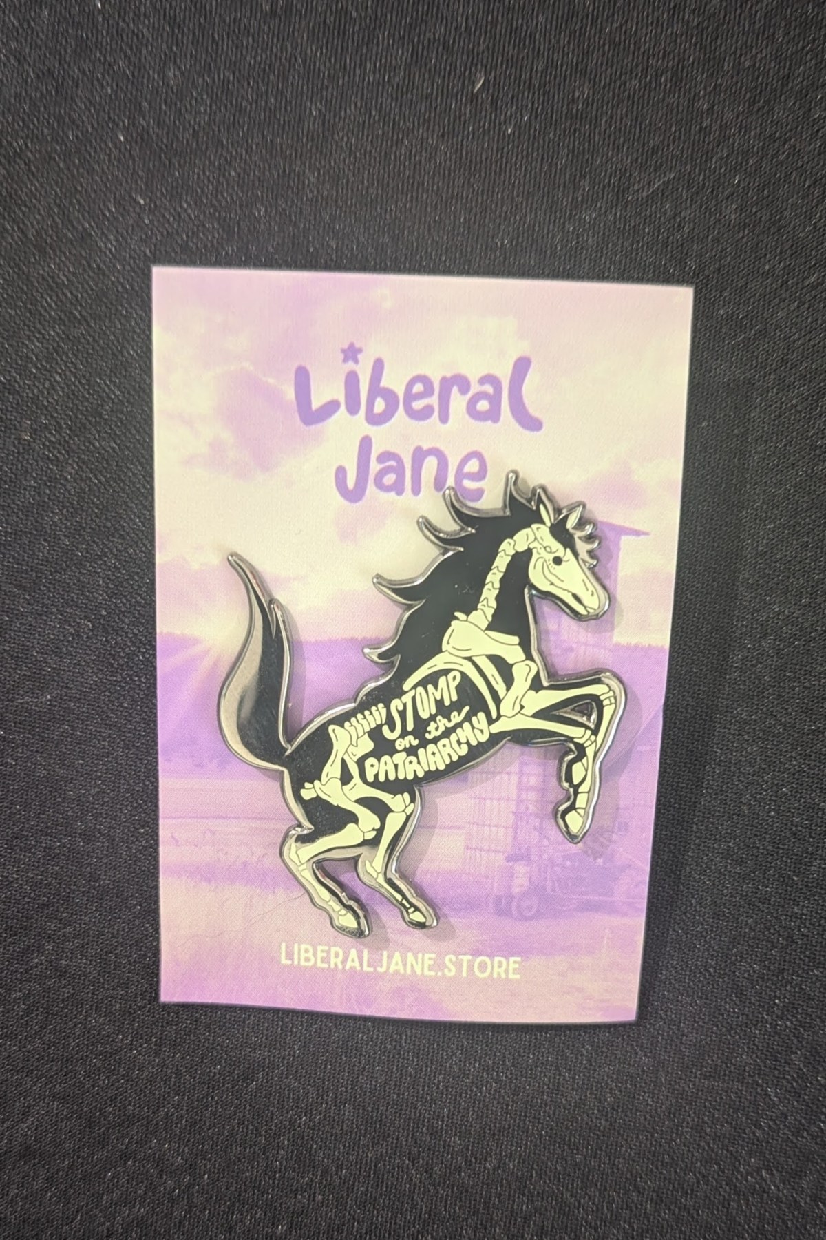 PXL_20260417_203531724 Stomp On the Patriarchy - Glow in the Dark Hard Enamel Pin